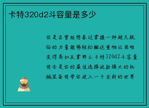 卡特320d2斗容量是多少